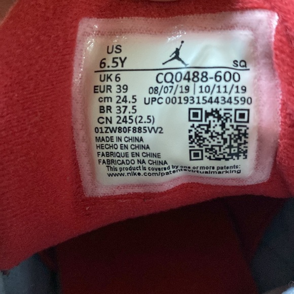 Nike Air Jordan 3 Retro 2019 Unit Fire Red Cement Grey Size 6.5Y/Women’s 8 - Picture 10 of 11